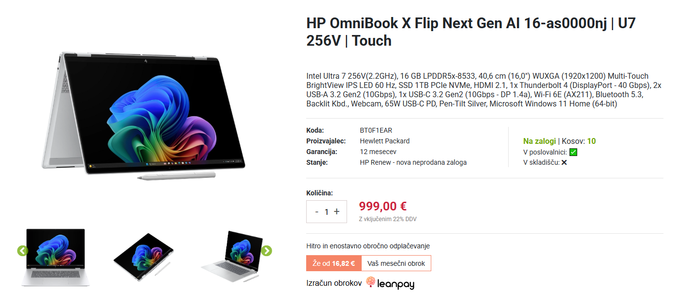 HP OMNIBOOK prenosni računalnik Omnibook prenosni računalnik z integriranim linkom ki vodi do spletne strani z izdelkom